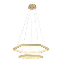 PENDENTE HEX DOURADO E TRANSP (D)60 + 40CM (A)3.5CM 30W + 20W 3000K 2550LM - GD005