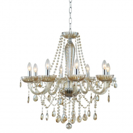 LUSTRE ANJOU CROMADO E CHAMPAGNE (D)68CM (A)68CM 8XE14 320W - JF018A