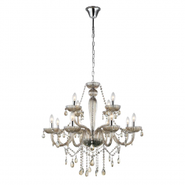 LUSTRE ANJOU CROMADO E CHAMPAGNE (D)82CM (A)79CM 12XE14 480W - JF112A