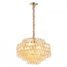 LUSTRE ODEON D 60CM X 42CM  12XE14 127V / 220V DOURADO E CONHAQUE (AQ026S)
