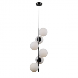 PENDENTE PETIT POA CROMO NEGRO E BRANCO (D)31CM (A)140CM 6XE27 BOLINHA 30W - SQ004B