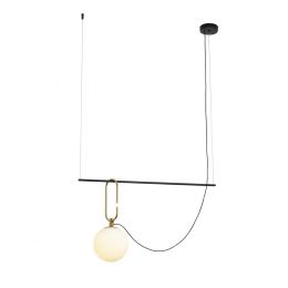 PENDENTE MOB DOURADO E PRETO E BRANCO (D)20CM (L)80CM (A)48CM 1XE14 7W - YD005