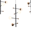 PENDENTE FUXICO DOURADO E PRETO E BRANCO (C)100CM (L)32CM (A)45CM 12X3W 300 - JU002 - 2