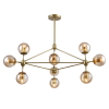 PENDENTE ORBE DOURADO E CHAMPANHE (D)100CM (A)78CM 10XE27 BOLINHA 400W - OP056G - 1
